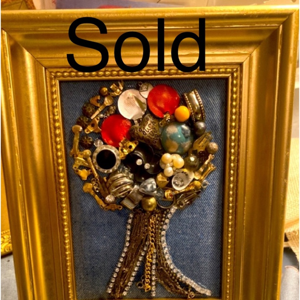 Vintage Jewelry Art Framed Collage